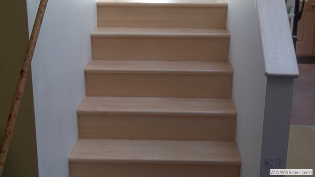 Installation Of Maple Stairwall Sand & Refinished 3 Coats Waterbase